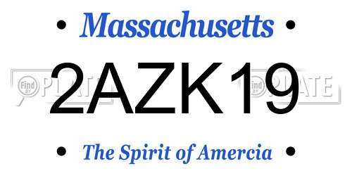 2AZK19 Massachusetts License Plate