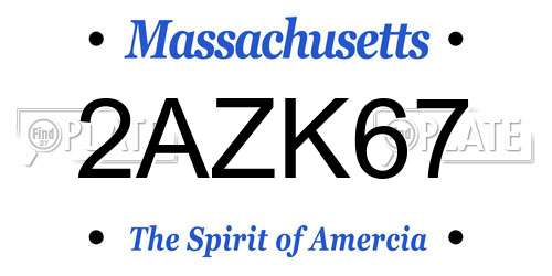 2AZK67 Massachusetts License Plate