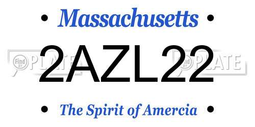 2AZL22 Massachusetts License Plate