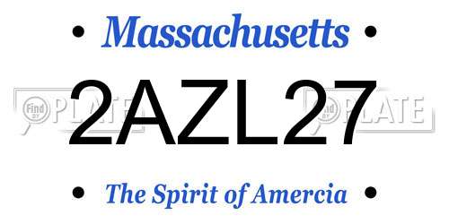 2AZL27 Massachusetts License Plate