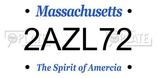 2AZL72 Massachusetts License Plate