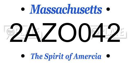 2AZO042 Massachusetts License Plate
