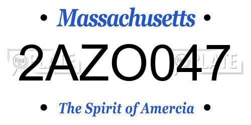 2AZO047 Massachusetts License Plate
