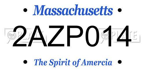 2AZP014 Massachusetts License Plate