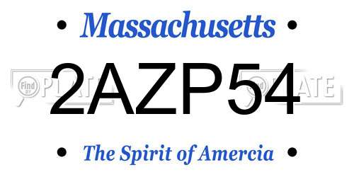 2AZP54 Massachusetts License Plate