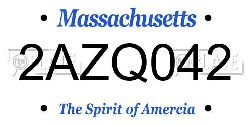 2AZQ042 Massachusetts License Plate