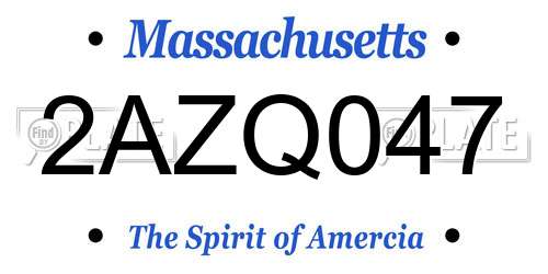 2AZQ047 Massachusetts License Plate