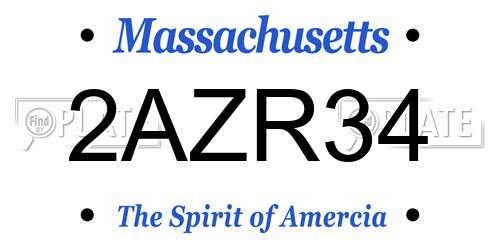 2AZR34 Massachusetts License Plate
