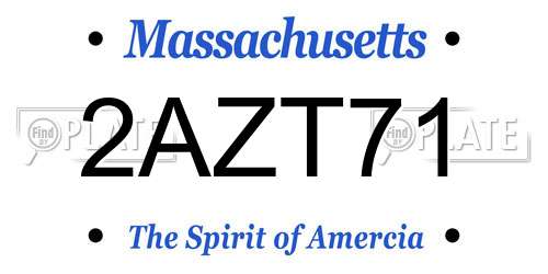 2AZT71 Massachusetts License Plate