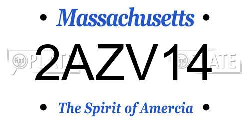 2AZV14 Massachusetts License Plate