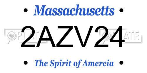 2AZV24 Massachusetts License Plate