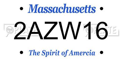 2AZW16 Massachusetts License Plate