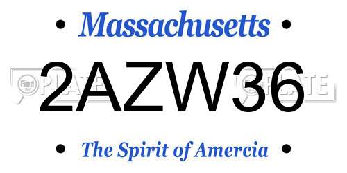 2AZW36 Massachusetts License Plate