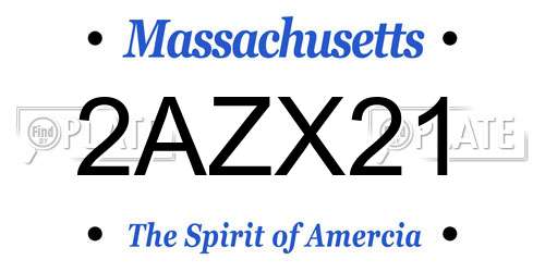 2AZX21 Massachusetts License Plate