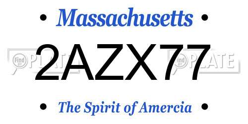 2AZX77 Massachusetts License Plate