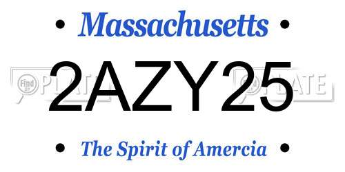 2AZY25 Massachusetts License Plate