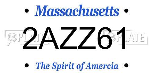 2AZZ61 Massachusetts License Plate