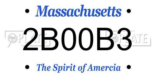 2B00B3 Massachusetts License Plate