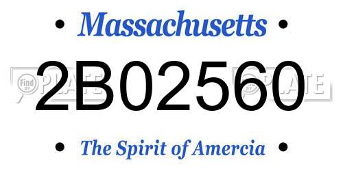 2B02560 Massachusetts License Plate