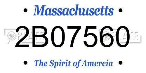 2B07560 Massachusetts License Plate