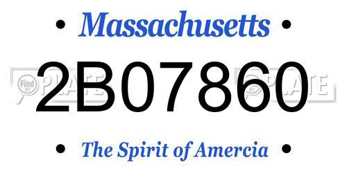 2B07860 Massachusetts License Plate