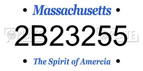 2B23255 Massachusetts License Plate
