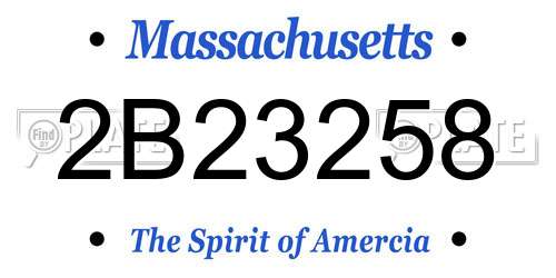 2B23258 Massachusetts License Plate
