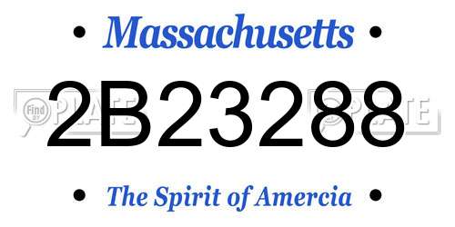 2B23288 Massachusetts License Plate