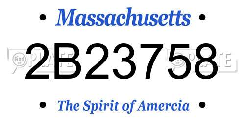 2B23758 Massachusetts License Plate