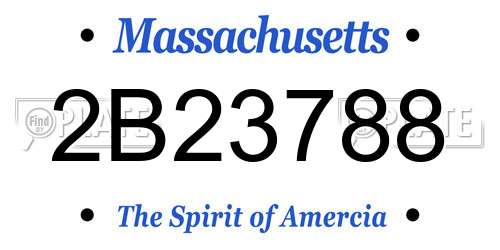 2B23788 Massachusetts License Plate