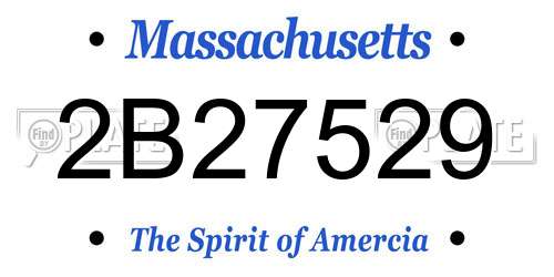 2B27529 Massachusetts License Plate