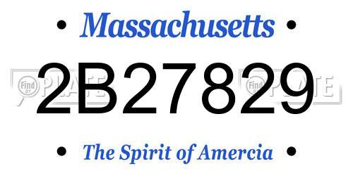 2B27829 Massachusetts License Plate