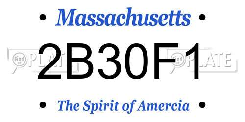 2B30F1 Massachusetts License Plate