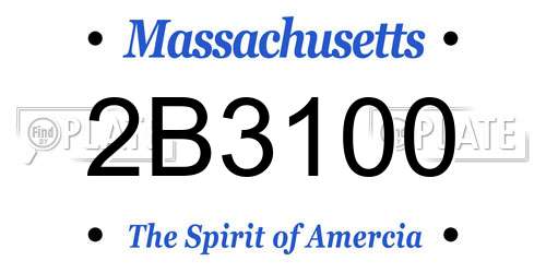 2B3100 Massachusetts License Plate