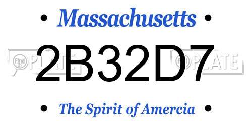 2B32D7 Massachusetts License Plate