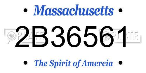 2B36561 Massachusetts License Plate