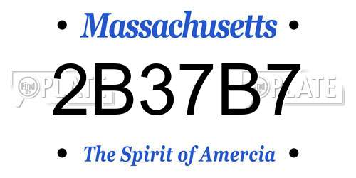 2B37B7 Massachusetts License Plate