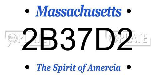 2B37D2 Massachusetts License Plate