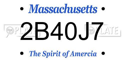 2B40J7 Massachusetts License Plate