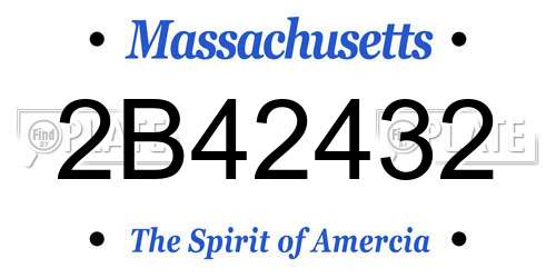 2B42432 Massachusetts License Plate