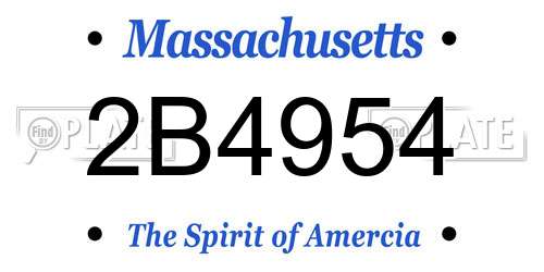 2B4954 Massachusetts License Plate