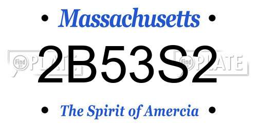 2B53S2 Massachusetts License Plate