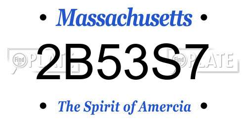 2B53S7 Massachusetts License Plate