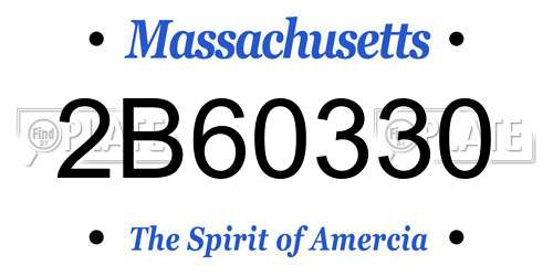 2B60330 Massachusetts License Plate