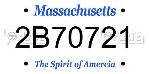2B70721 Massachusetts License Plate