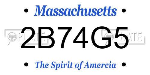 2B74G5 Massachusetts License Plate