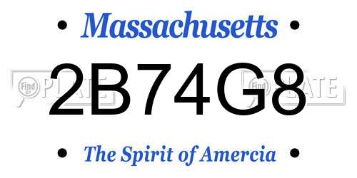 2B74G8 Massachusetts License Plate