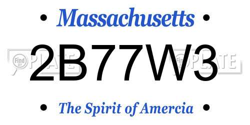 2B77W3 Massachusetts License Plate