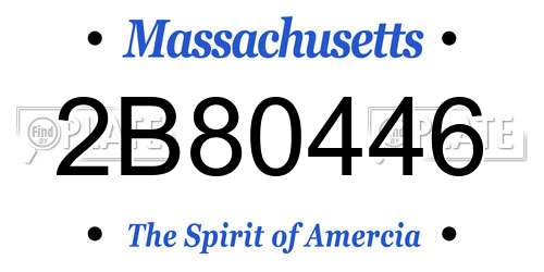 2B80446 Massachusetts License Plate