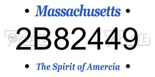 2B82449 Massachusetts License Plate
